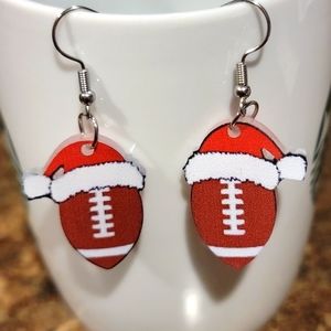 Football Santa Hat Earrings